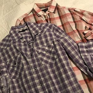 Two Men’s Banana Republic Collated Shirts Plaid